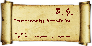 Pruzsinszky Varsány névjegykártya